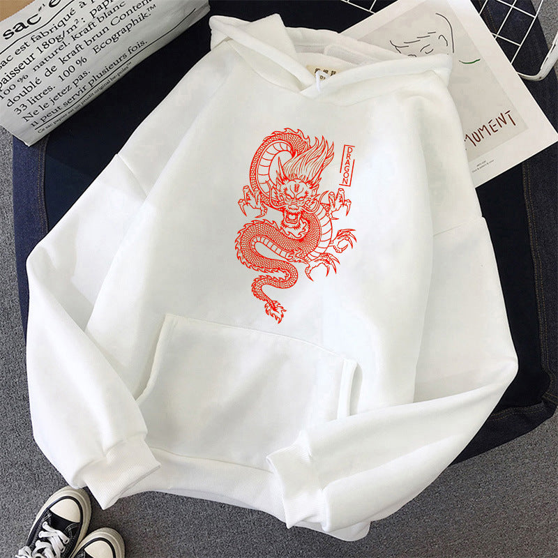 Harajuku Vintage Dragon Pattern Printed Hoodies