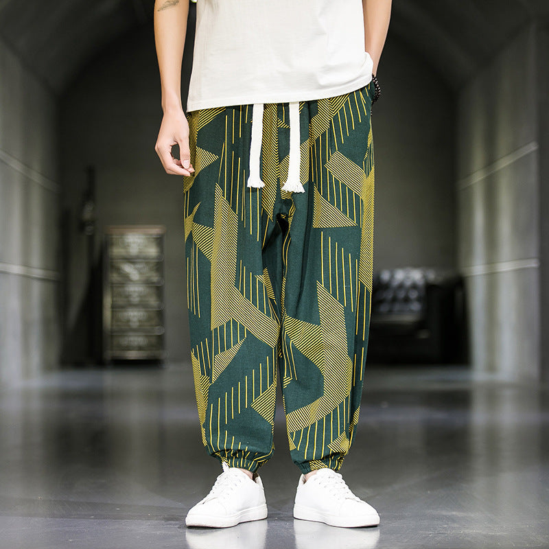 Mens Fashion Breathable Casual Wide Leg Pants