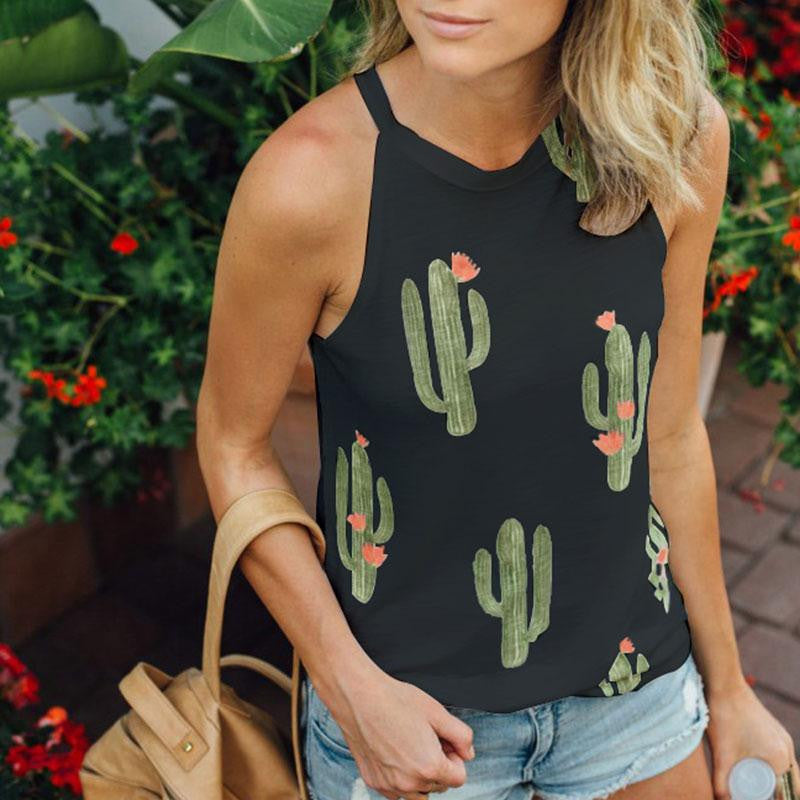 Casual Cactus Print Women Top