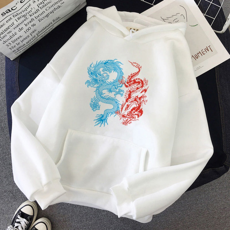 Harajuku Vintage Dragon Pattern Printed Hoodies