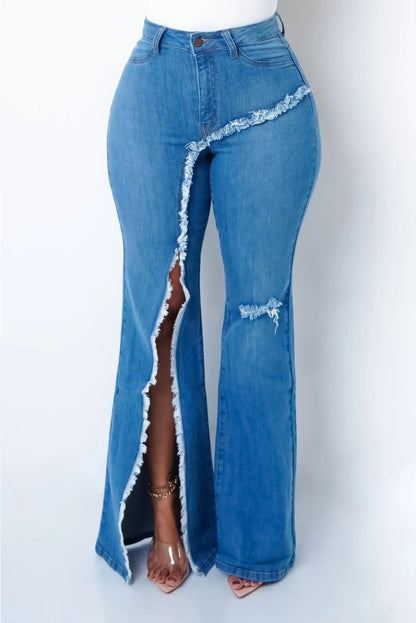Women Ripped Flared jeans Pant