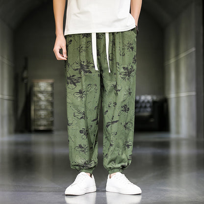 Mens Fashion Breathable Casual Wide Leg Pants