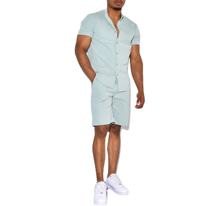 Shirt Short Sleeve Two-piece Suit For Men
