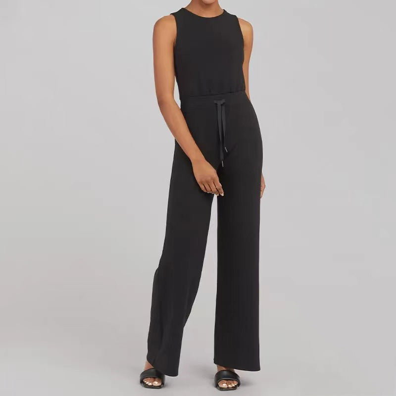 Solid Color Sleeveless Jumpsuit
