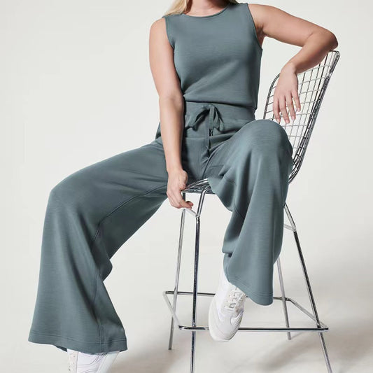 Solid Color Sleeveless Jumpsuit