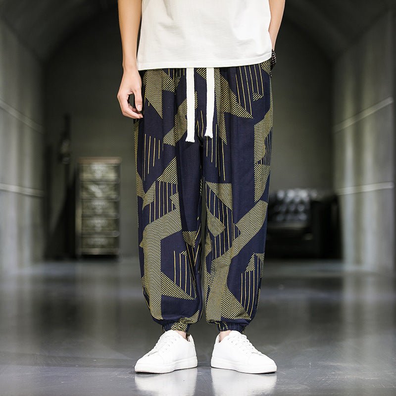 Mens Fashion Breathable Casual Wide Leg Pants